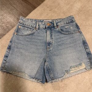 Garage Light Blue Distressed Jean Shorts